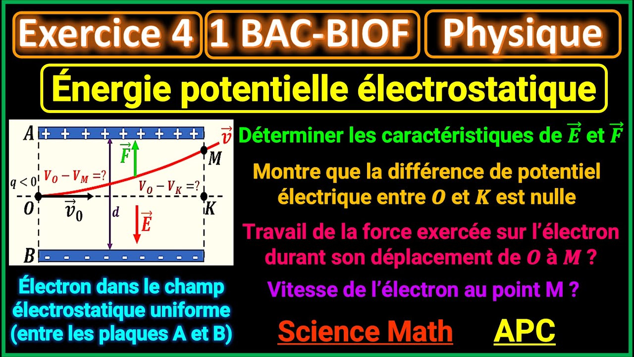 Exercice 4: Énergie potentielle électrostatique || 1BAC - BIOF
