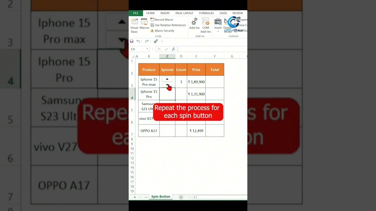 Spin button in Excel #excel #exceltips #exceltricks #spinbutton