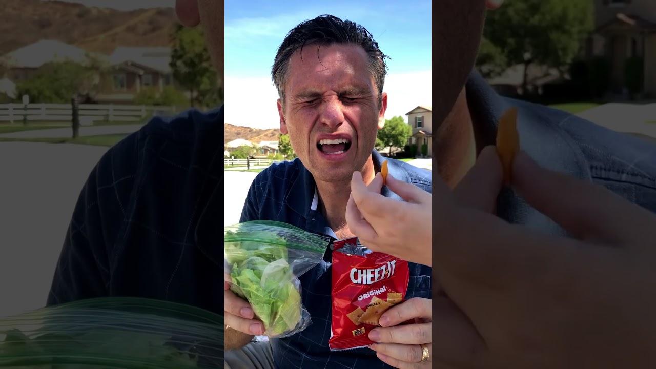 Blind Lettuce Cheezit Taste Test (Original) #comedy #shortsexcellence #asmr #fail #cheezit #lettuce
