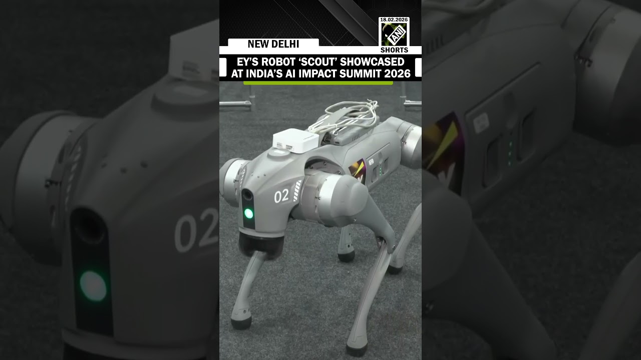 EY Booth&rsquo;s robot nicknamed &lsquo;Scout&rsquo; showcased at Ai Impact Summit 2026