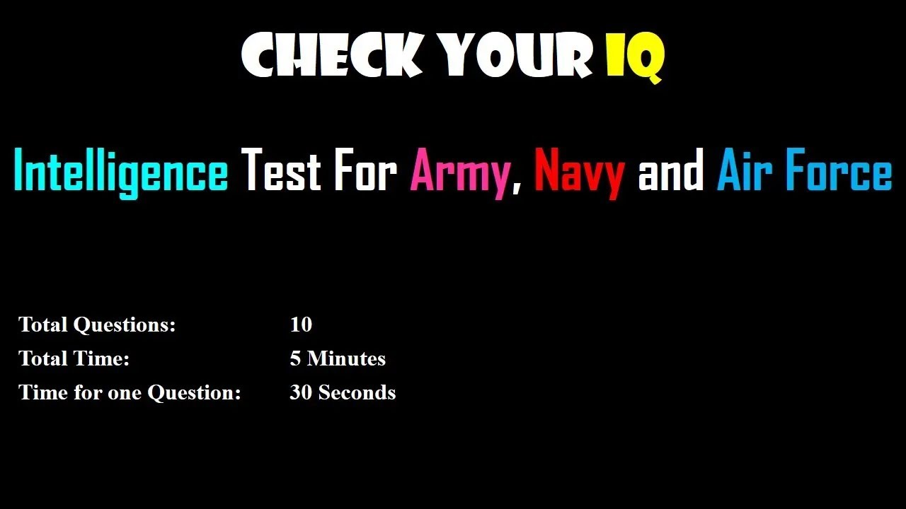 Check your IQ, Intelligence Test for Army, Navy and Air Force Part 2