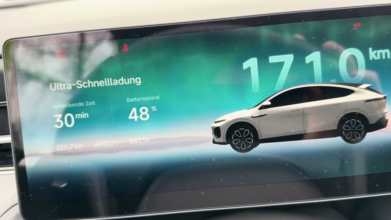 Xpeng Stromladen von 7 auf 80% in 12 Minuten 
