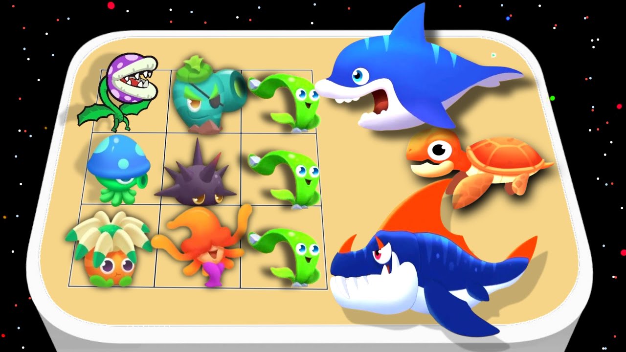 Merge Plant Army vs Monster Fish Army, Merge Monster Master Battle, Shark vs Little Plant Master,