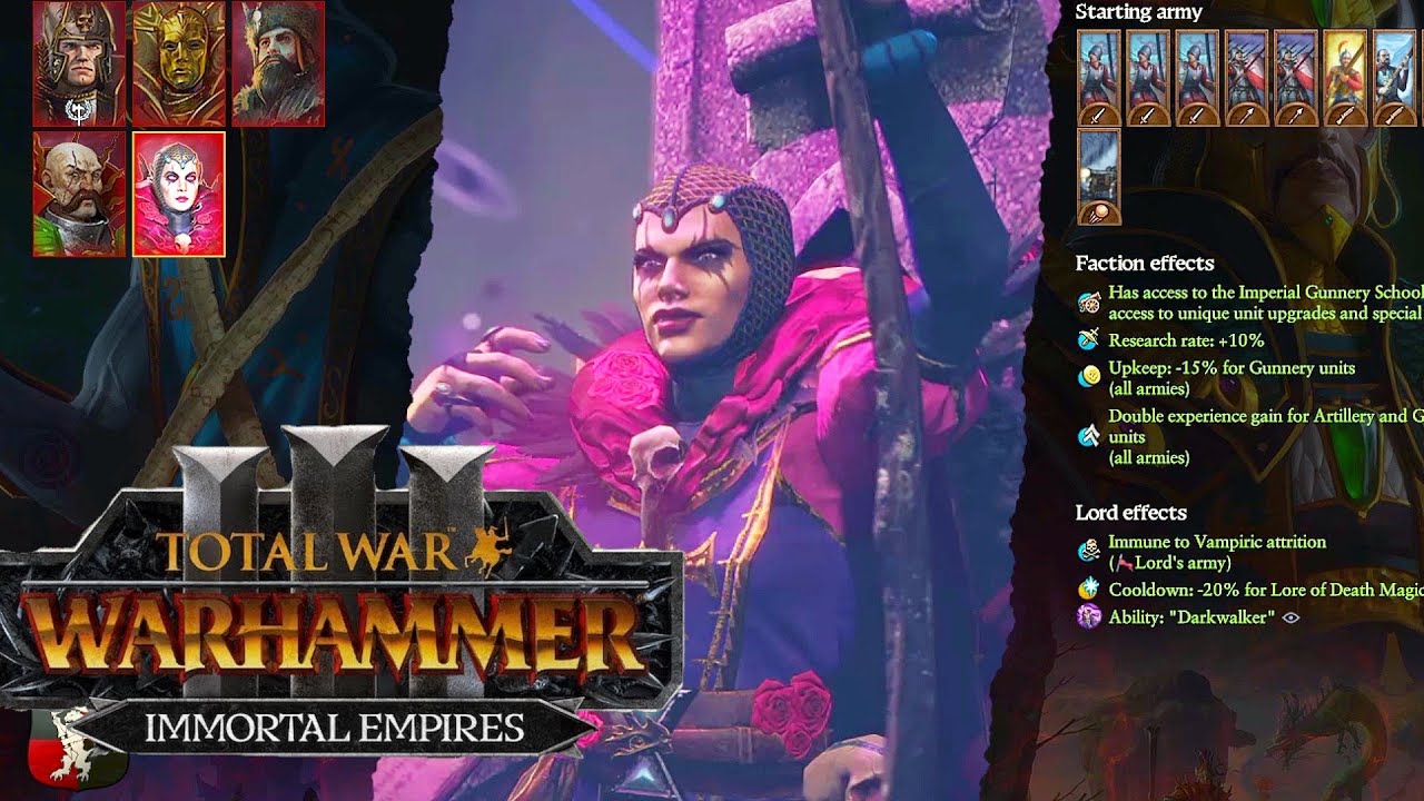 All Legendary Lords in Immortal Empires. Starting positions, effects and units. Total Warhammer 3