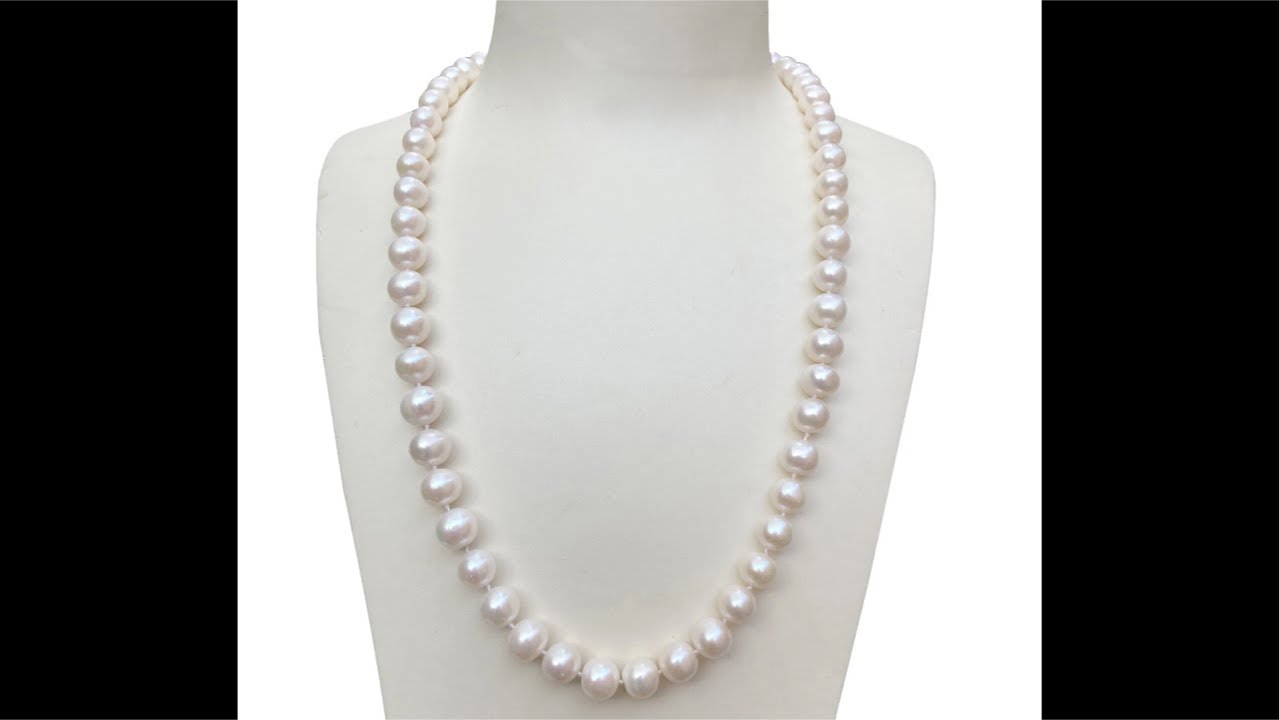 Make a 55cm long freshwater pearl necklace with knots between pearls Tutorial