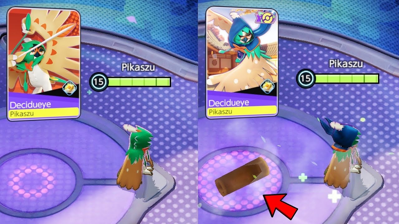 Decidueye Default VS Ninja Style Holowear comparison - Pok&eacute;mon Unite