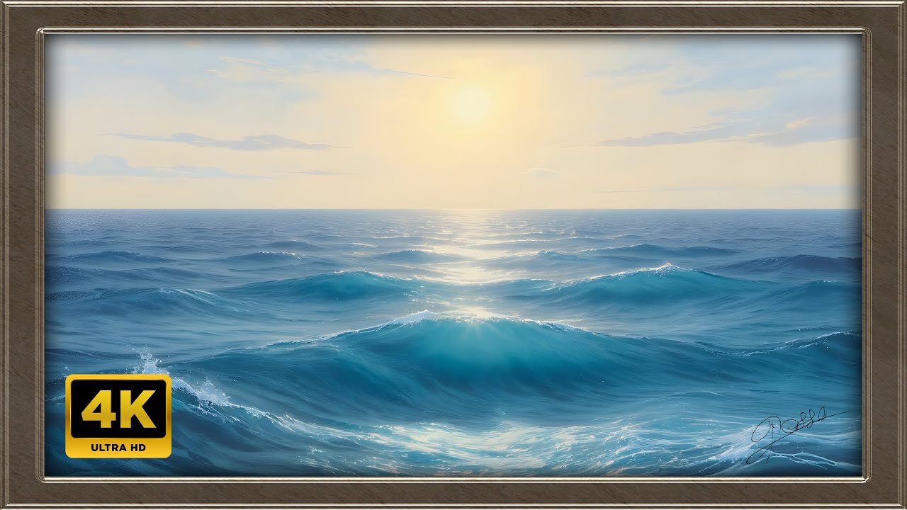 4K Ocean Horizon Painting | Art Framed Screensaver | Art for Your TV