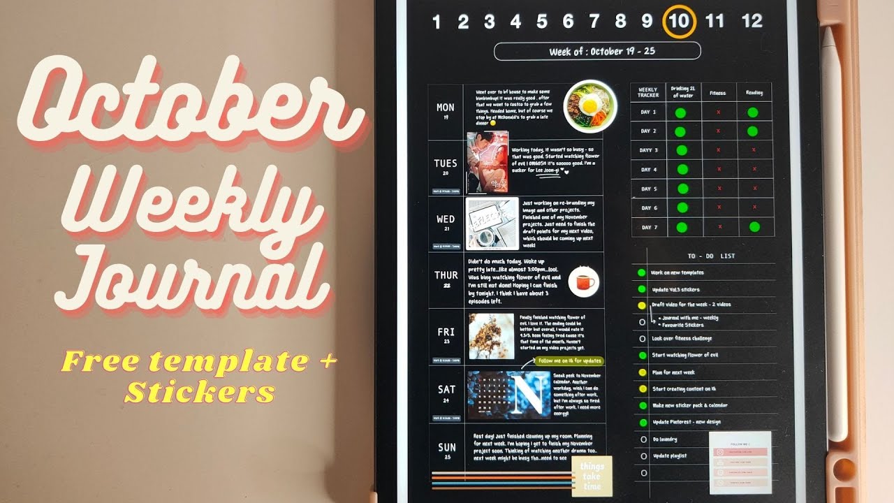 October Weekly Journal with me | Free Templates + Stickers ✨| GoodNotes 5 📖