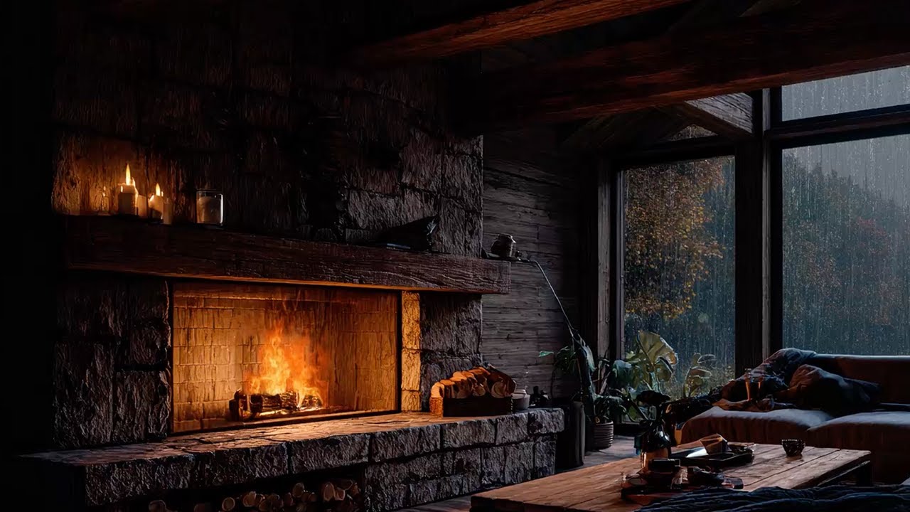 Cozy Fireplace & Rain Sounds 🌧️🔥 Fall Asleep Fast, Study & Relax | Dream Pour
