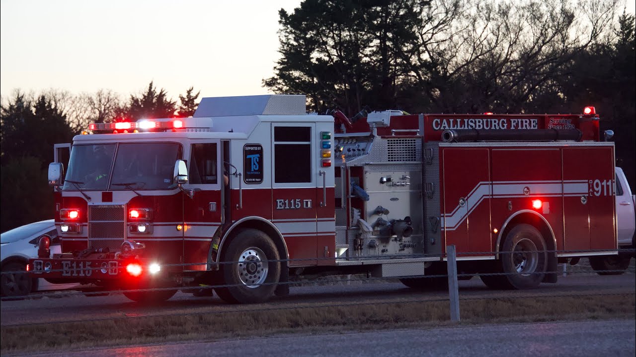 Callisburg VFD, Texas DPS, Cooke County SO, and EMS arriving/on scene of a MVA