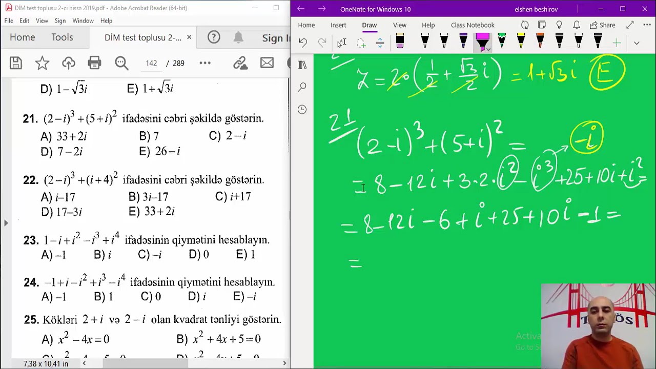 Kompleks ədədlər üzərində əməllər