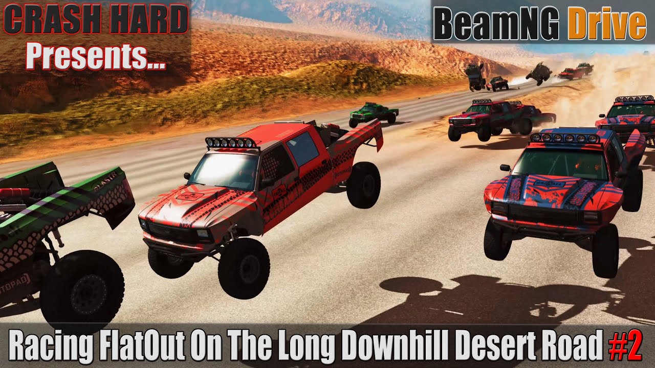 BeamNG Drive - Racing FlatOut On The Long Downhill Desert Road #2