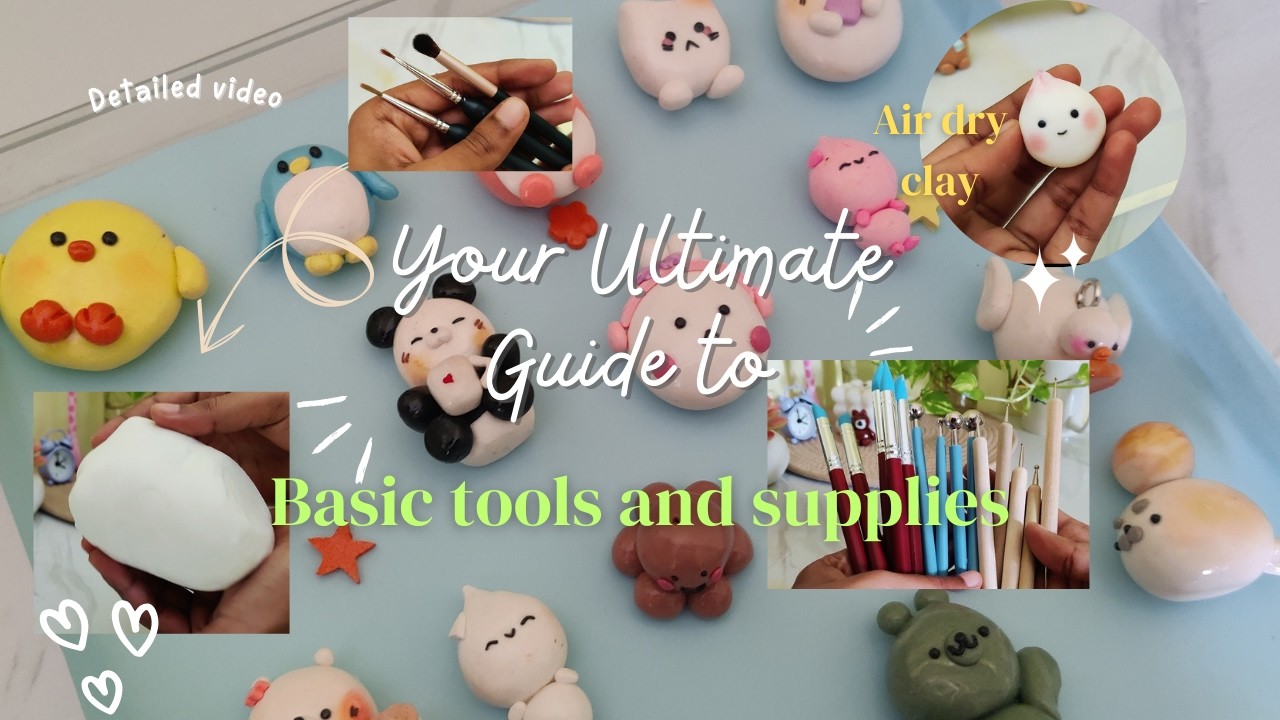 💖 Air dry clay (Basic tools & All supplies I use for colouring , glazing etc) with links