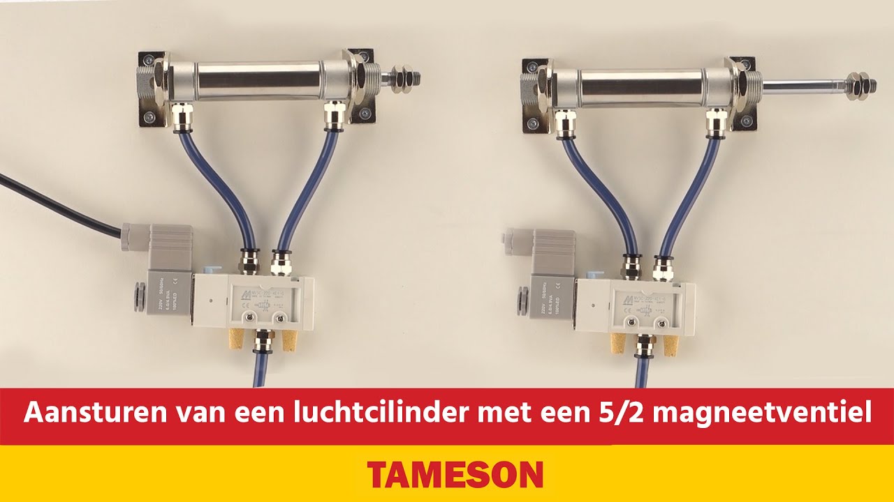 Aansturen van een luchtcilinder met een 5/2 magneetventiel | Tameson