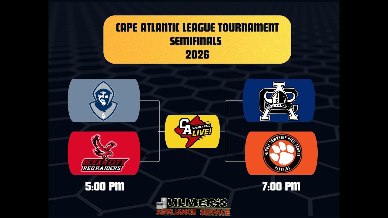 CAL TOURNAMENT SEMIFINALS (B): OCEAN CITY vs. ST. AUGUSTINE PREP; ATLNATIC CITY vs. MIDDLE TOWNSHIP