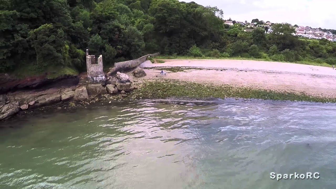 Ruins of Lord Churston's bathhouse, at Elberry Cove Nr Brixham  & Short Speed Boat Chase.