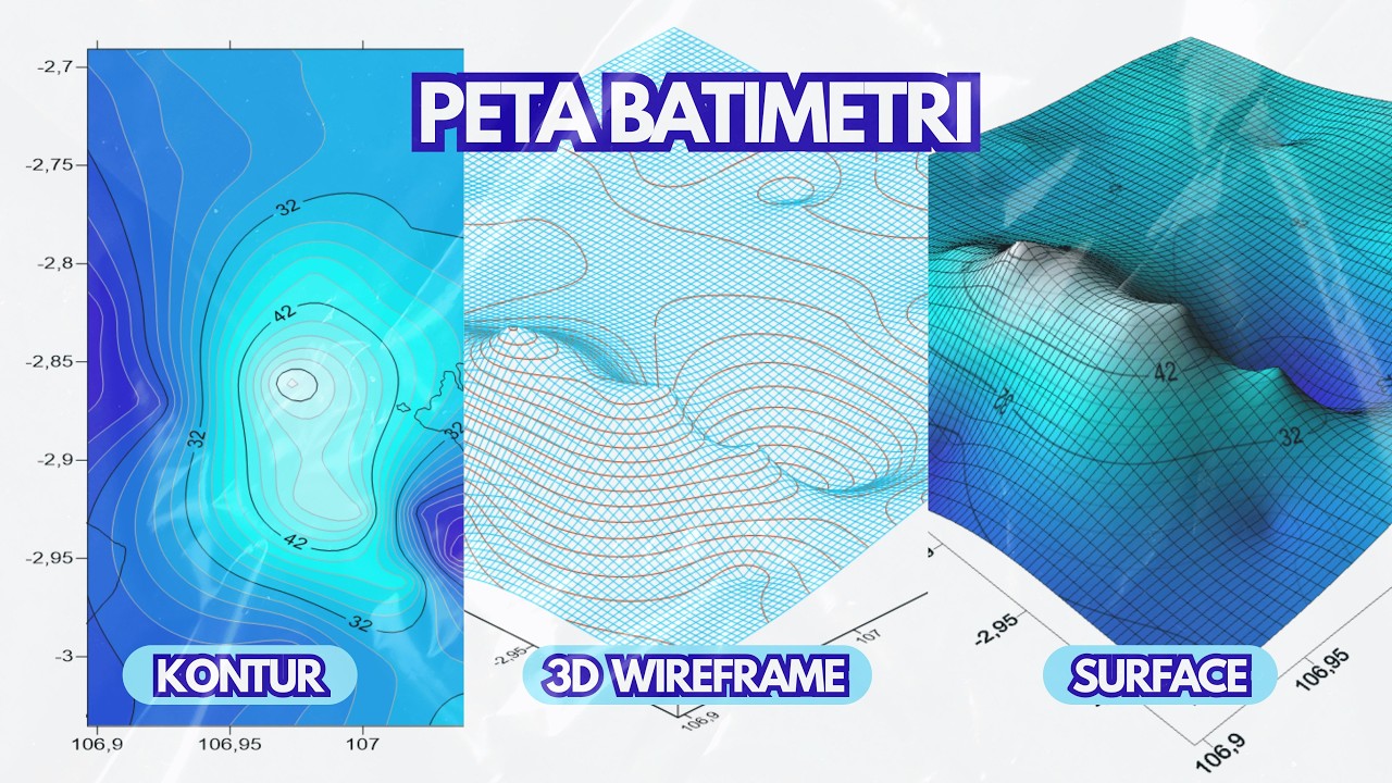PETA BATIMETRI KONTUR, 3D WIREFRAME & 3D SURFACE