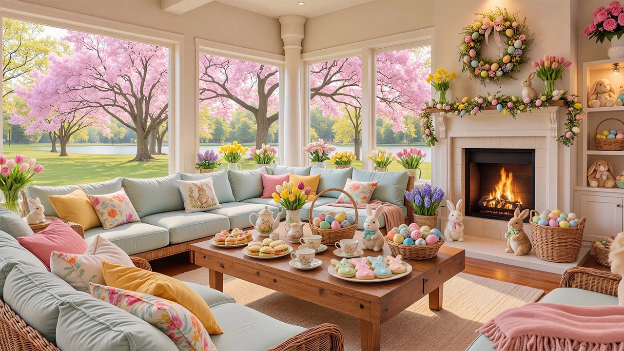 🐰 Happy Easter 2026 🐣 Cozy Easter Music by the Fireplace | Cute Bunnies & Spring Ambience
