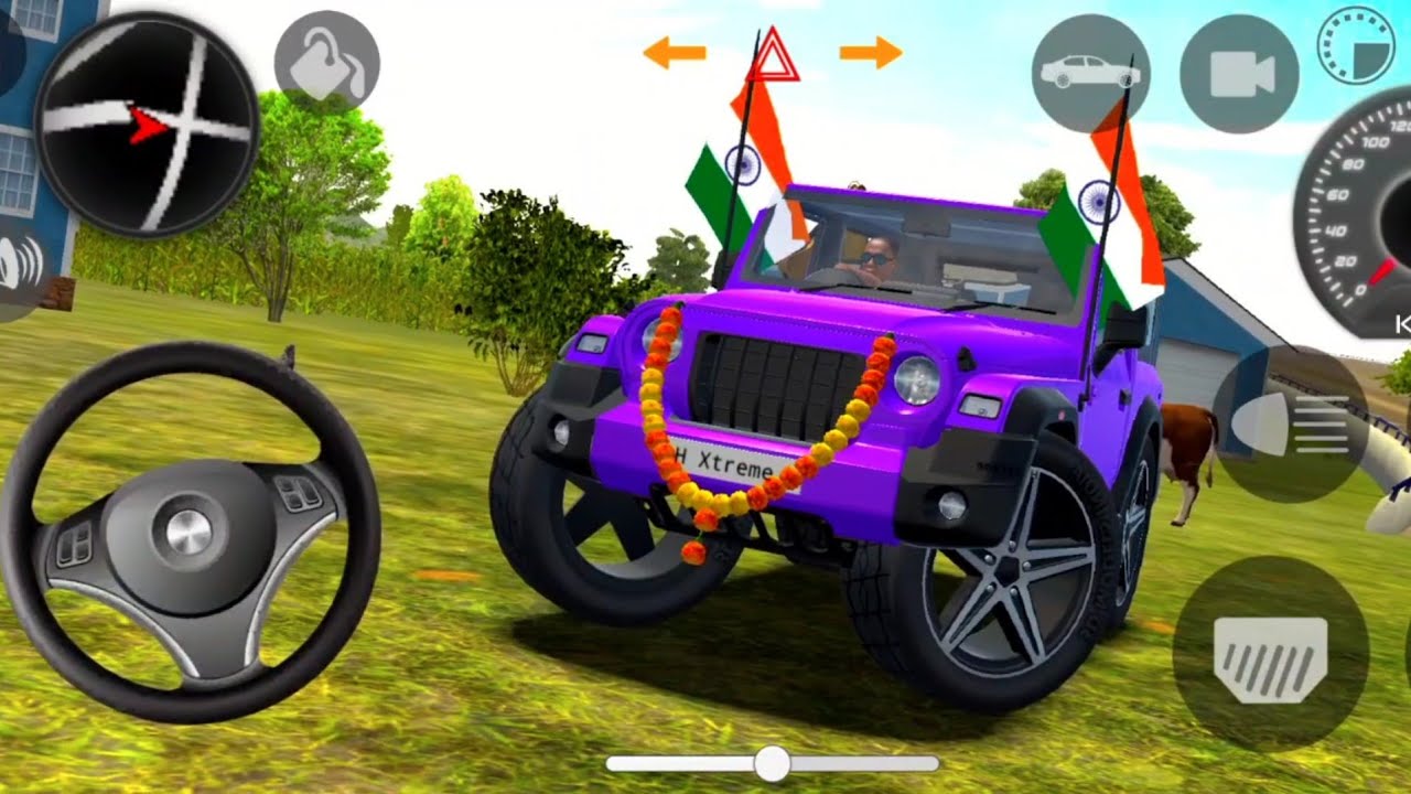 Modified Mahindra Thar 😈  purple Thar (Gadi Wala Game) adventure game indian thar game 