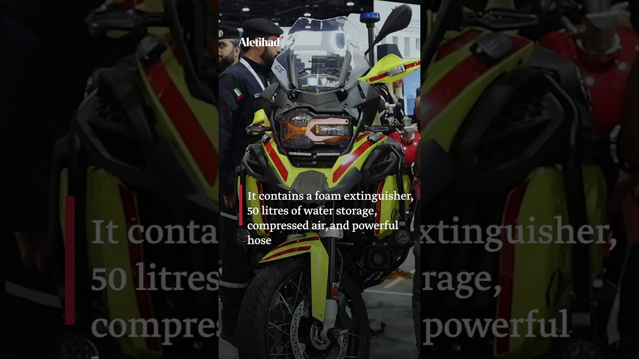 #AbuDhabi Police show off new firefighting #motorcycle
