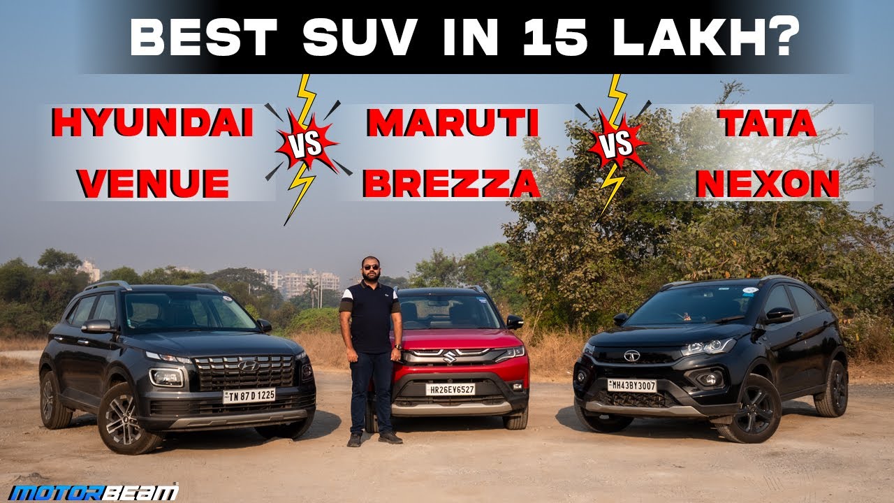 Hyundai Venue vs Maruti Brezza vs Tata Nexon - 15 Lakh Mein Best SUV? | MotorBeam हिंदी