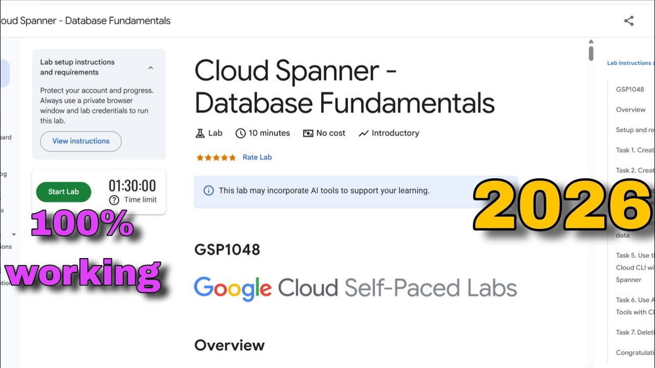 Cloud Spanner - Database Fundamentals Lab Solution | Google Cloud Skills Boost 2026