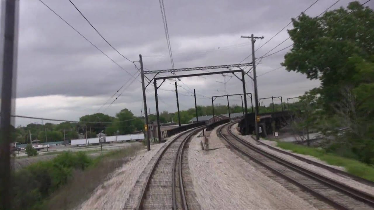 Chicago South Shore & South Bend New Double Deck Cars-Head End View EB Near 130th St-Chicago