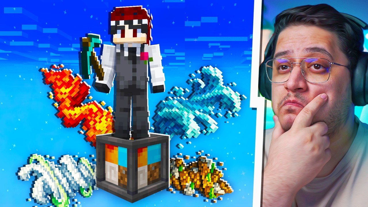 ماين كرافت بلوك واحد من العناصر الأربعة !😱 | ELEMENTS OneBlock !🔥