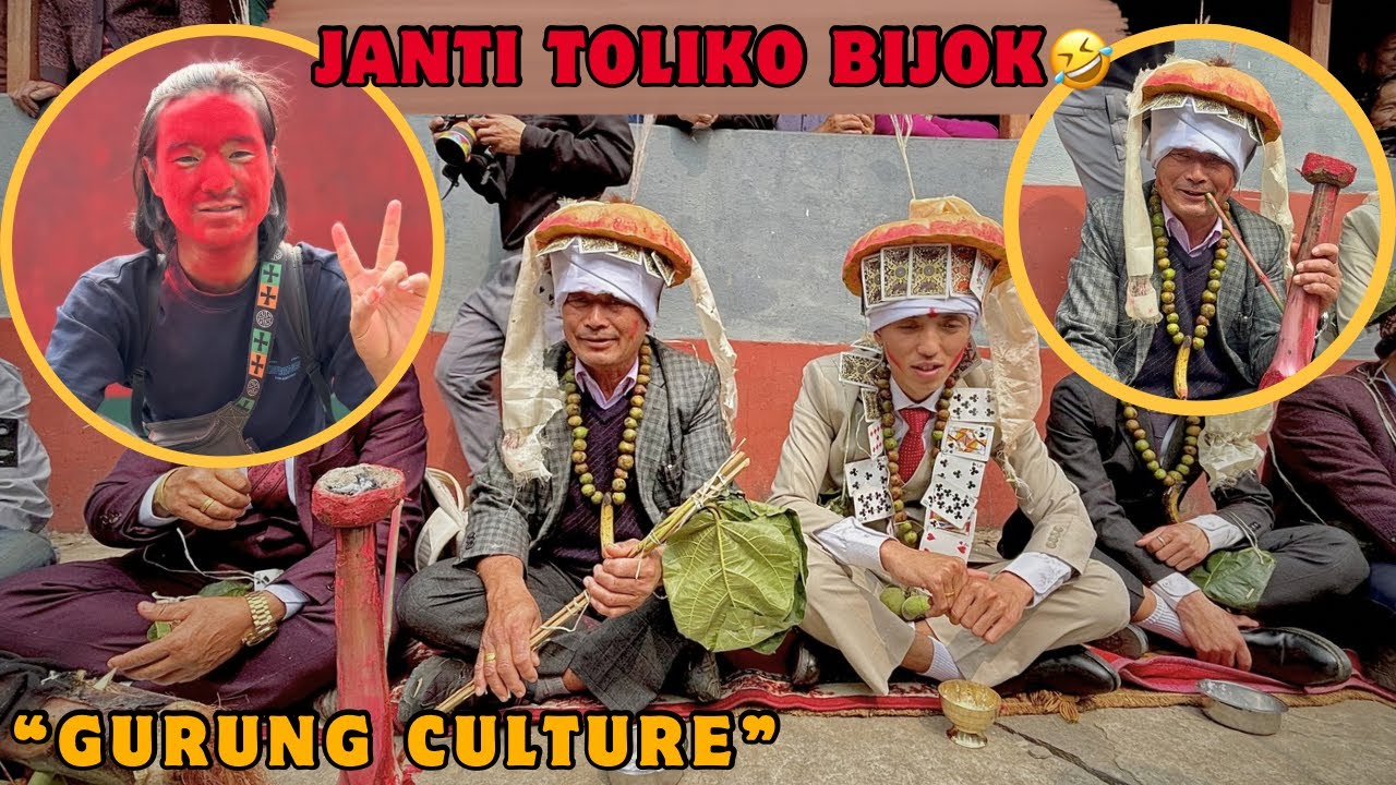 लौना जन्ति टोलिलाइ त बिजोकै पार्यो नि🤣 रातो आभिरले सर्लक्कै रातो मुन्छे 🙈#gurung #culture 