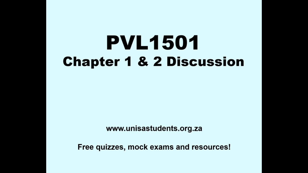 PVL1501 Discussion (Chapters 1 and 2)