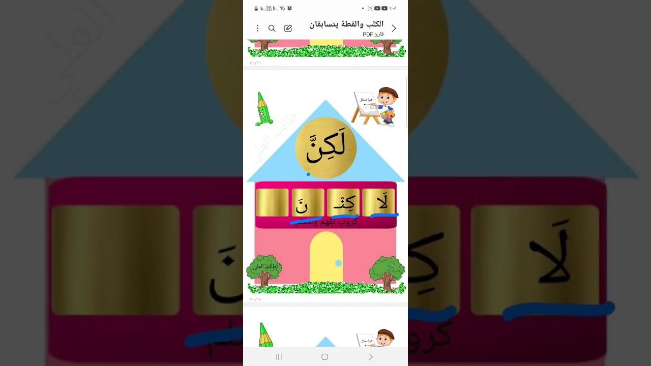 كلمات درس ( الكلب والقطة يتسابقان ) بالطريقة المقطعية للصف الثاني الابتدائي .