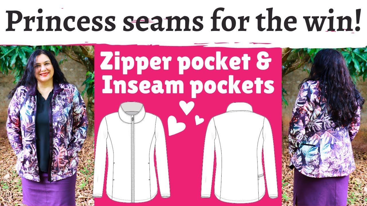 KNIT JACKET & PRINCESS SEAMS = great fit! Zipper & inseam pockets. Juno Jacket (Sinclair Patterns)