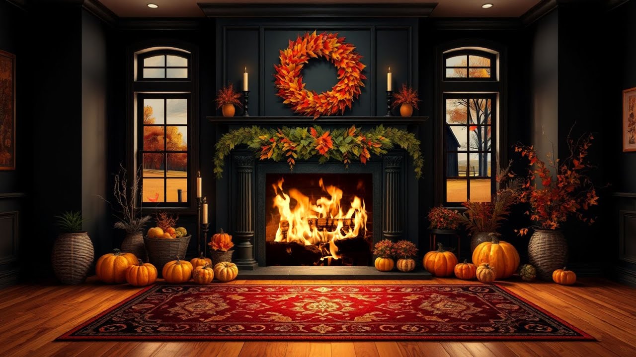 Cozy Autumn Fireplace & Smooth R&B | Relaxing Fall Ambience