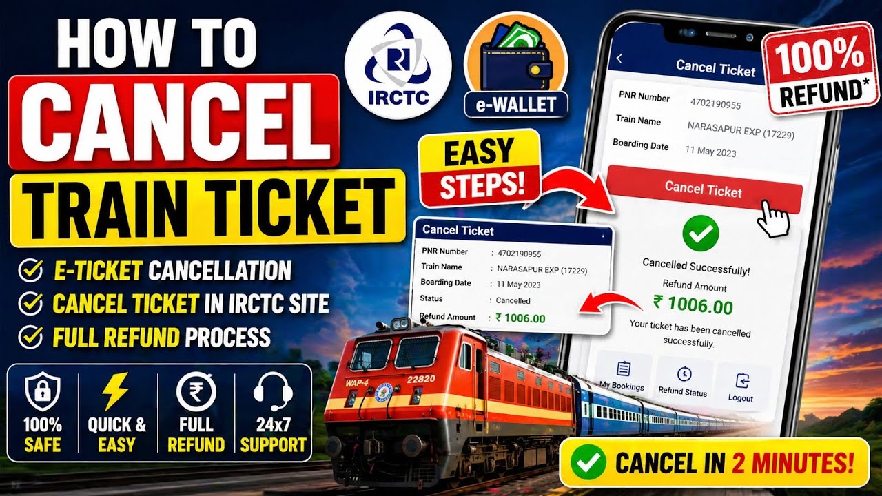 How to Cancel Train Ticket | E Ticket Cancellation | Cancel Ticket in IRCTC Site | E Ticket Cancel