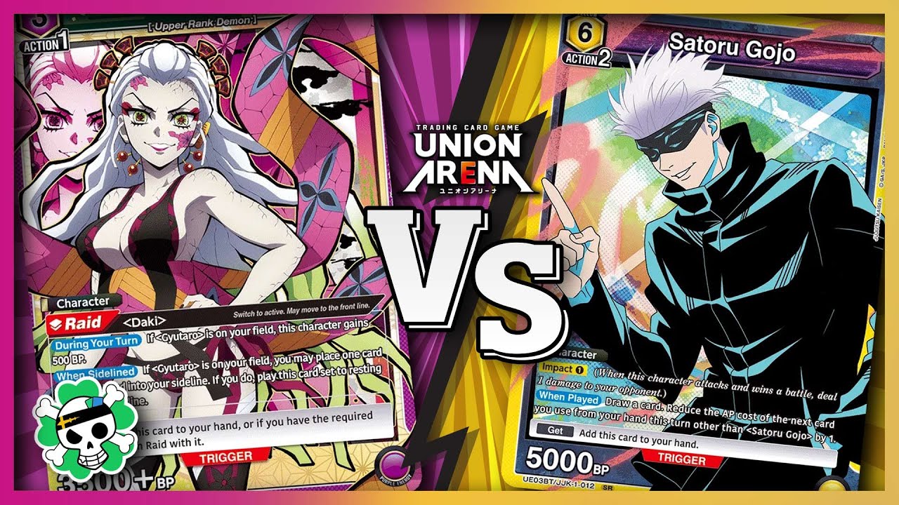 Union Arena Gameplay: Purple Daki & Gyutaro vs Yellow Satoru Gojo | Demon Slayer vs Jujutsu Kaisen