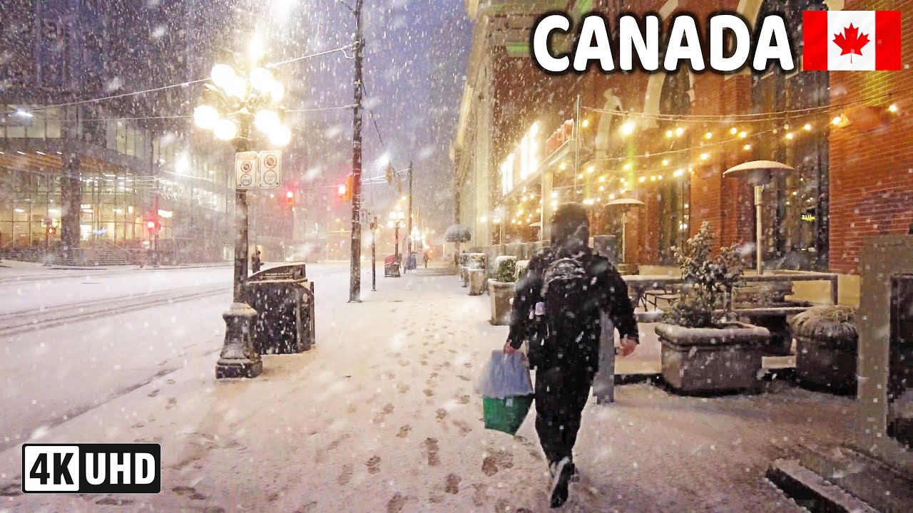 🇨🇦 【4K】❄️❄️❄️ HEAVY SNOWFALL in Canada. Vancouver BC. DJI Action 5.
