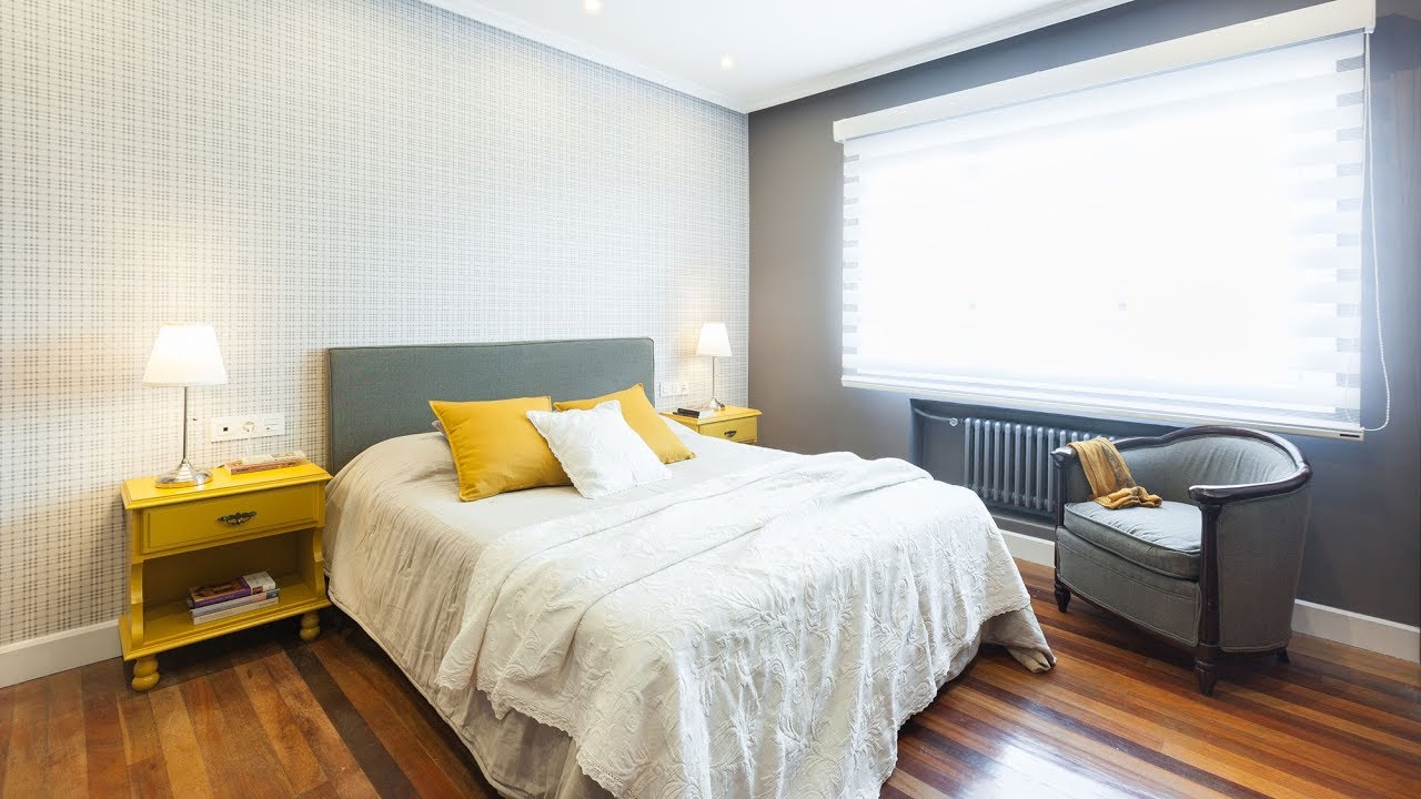 Programa completo - Dormitorio elegante en gris y amarillo - Decogarden