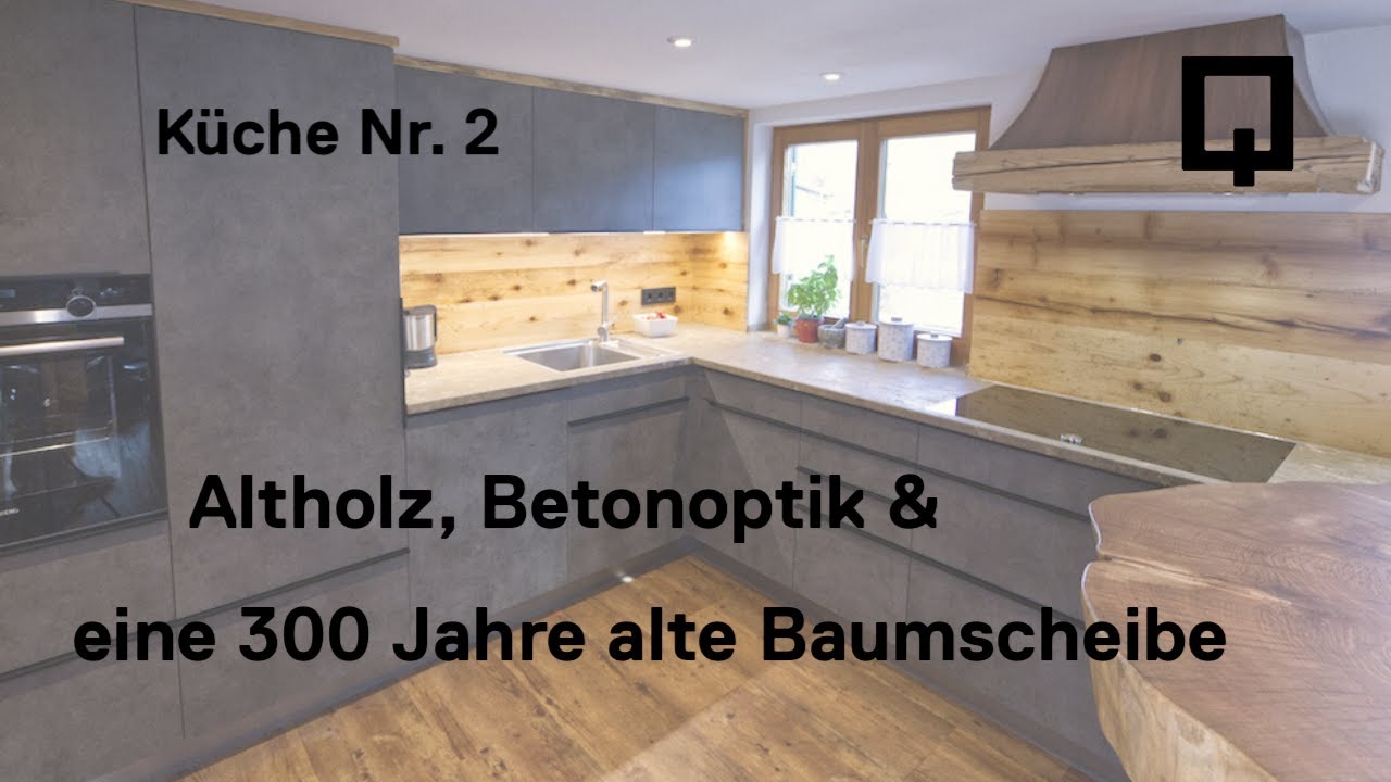 Küche selber bauen mit Altholz, Betonoptik, Stein und 300 Jahre alter Esche, eine Traumküche!