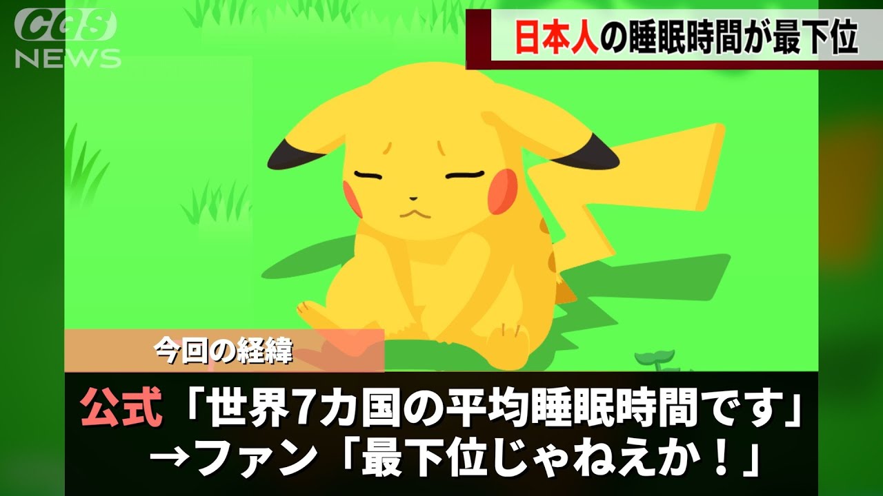 ポケモンスリープ公式が1周年の際に公開したデータにより、日本人の平均睡眠時間が最下位であることが判明してしまうwwww