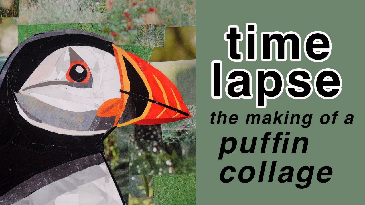 Making a Puffin Collage from Magazine Cutouts