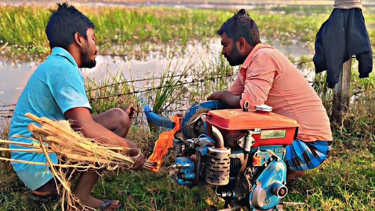 আগুন দিয়ে মেশিন স্টার্ট ।।আমার জীবনে প্রথম দেখলাম Start the engine with fire in the morning