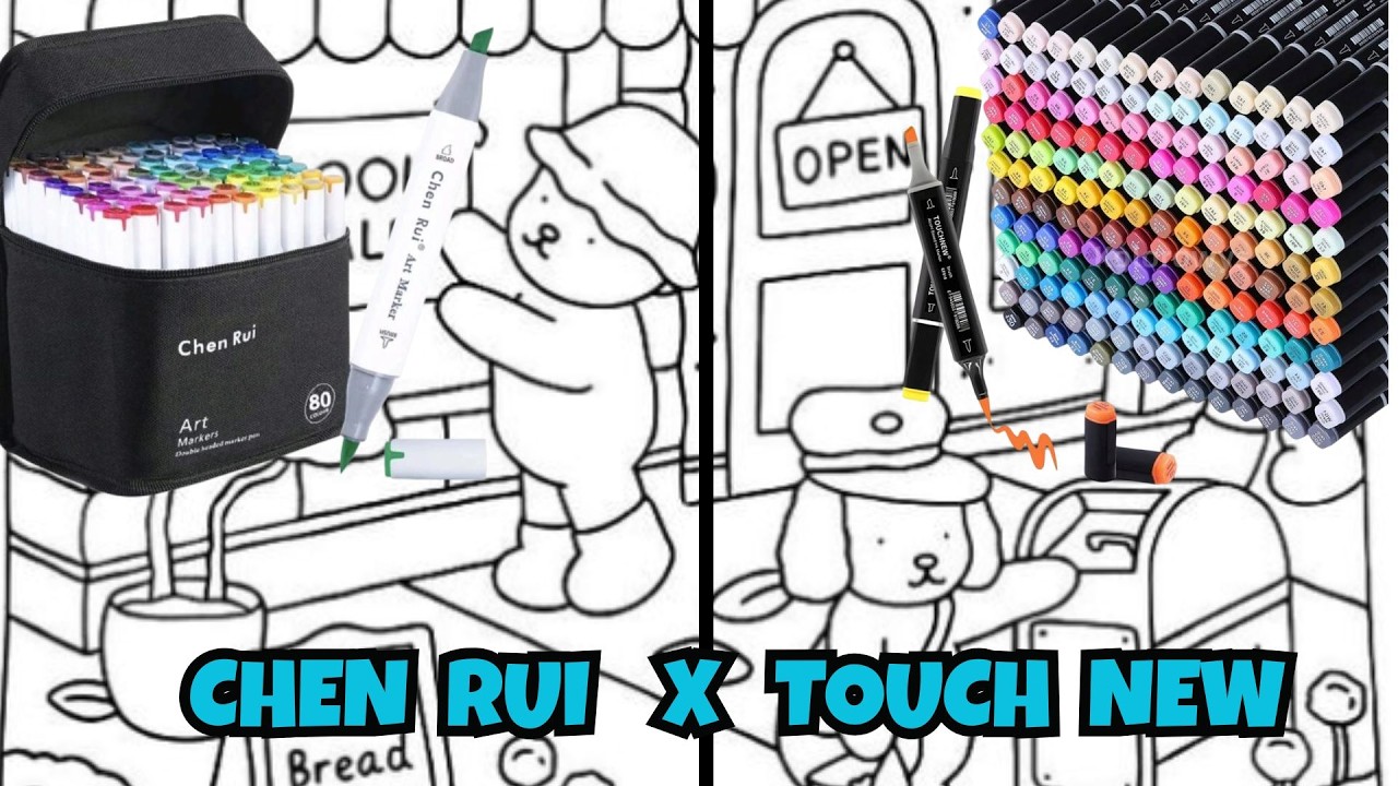 COMPARANDO MARCADORES - CHEN RUI X TOUCH NEW - PONTA DE PINCEL! 80 CORES - PINTANDO BOBBIE GOODS!