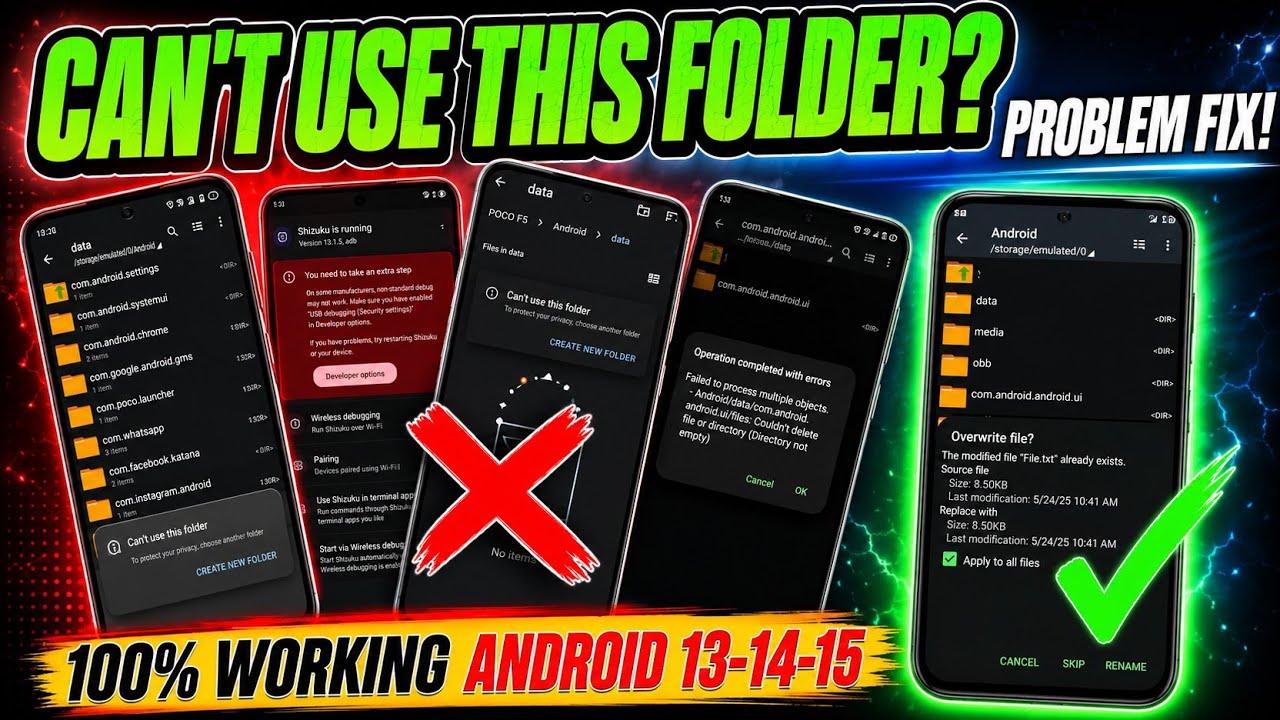 Can’t Use This Folder Problem Fix on Android 13,14,15 | File obb Data Paste Problem fix in Zarchiver