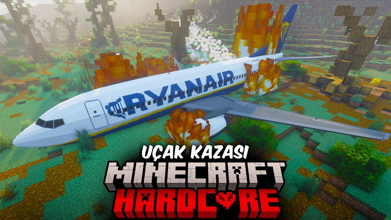 Hardcore Minecraft'ta UÇAK KAZASINDA 100 GÜN Hayatta Kalıyorum!
