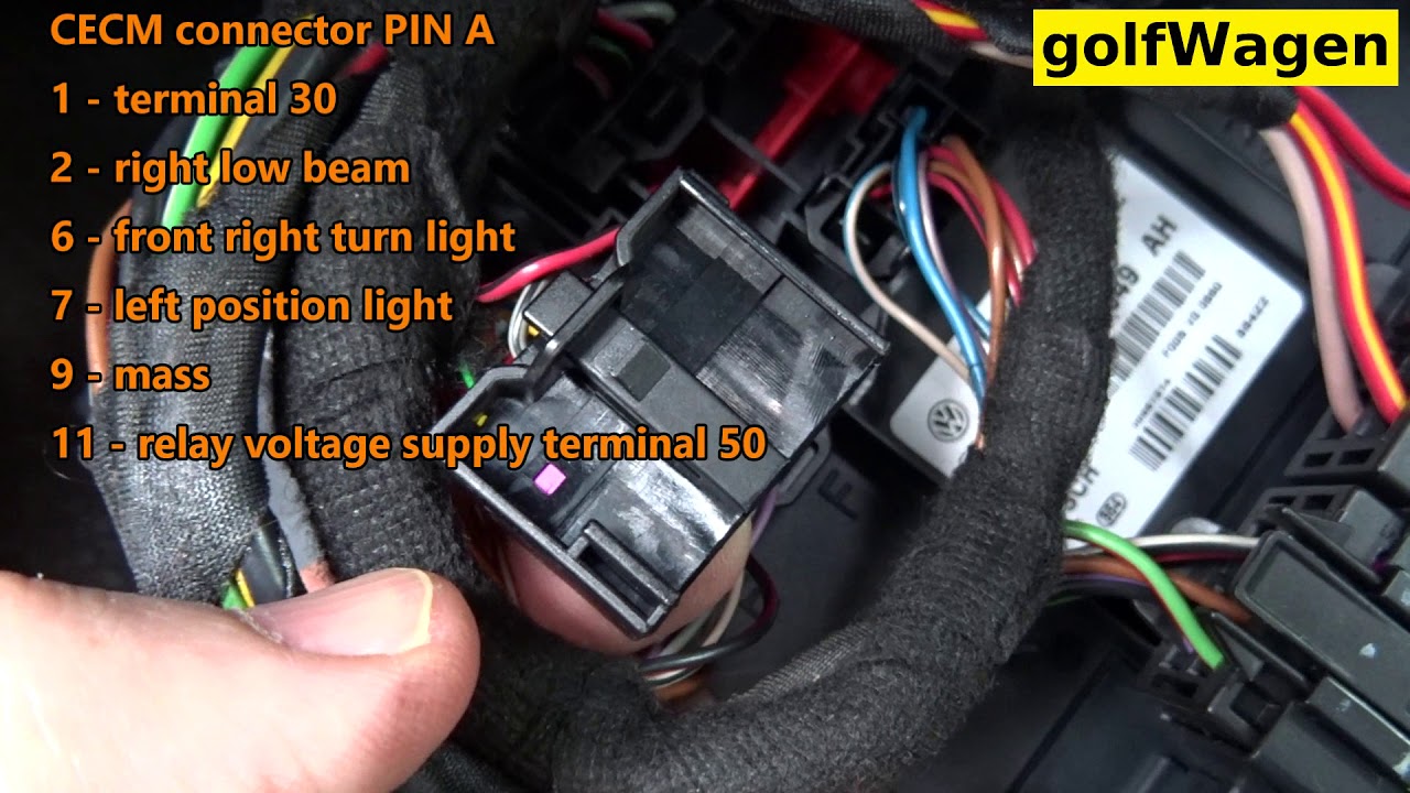 VW Golf 5 CECM ignition switch terminal 50 fault 01049