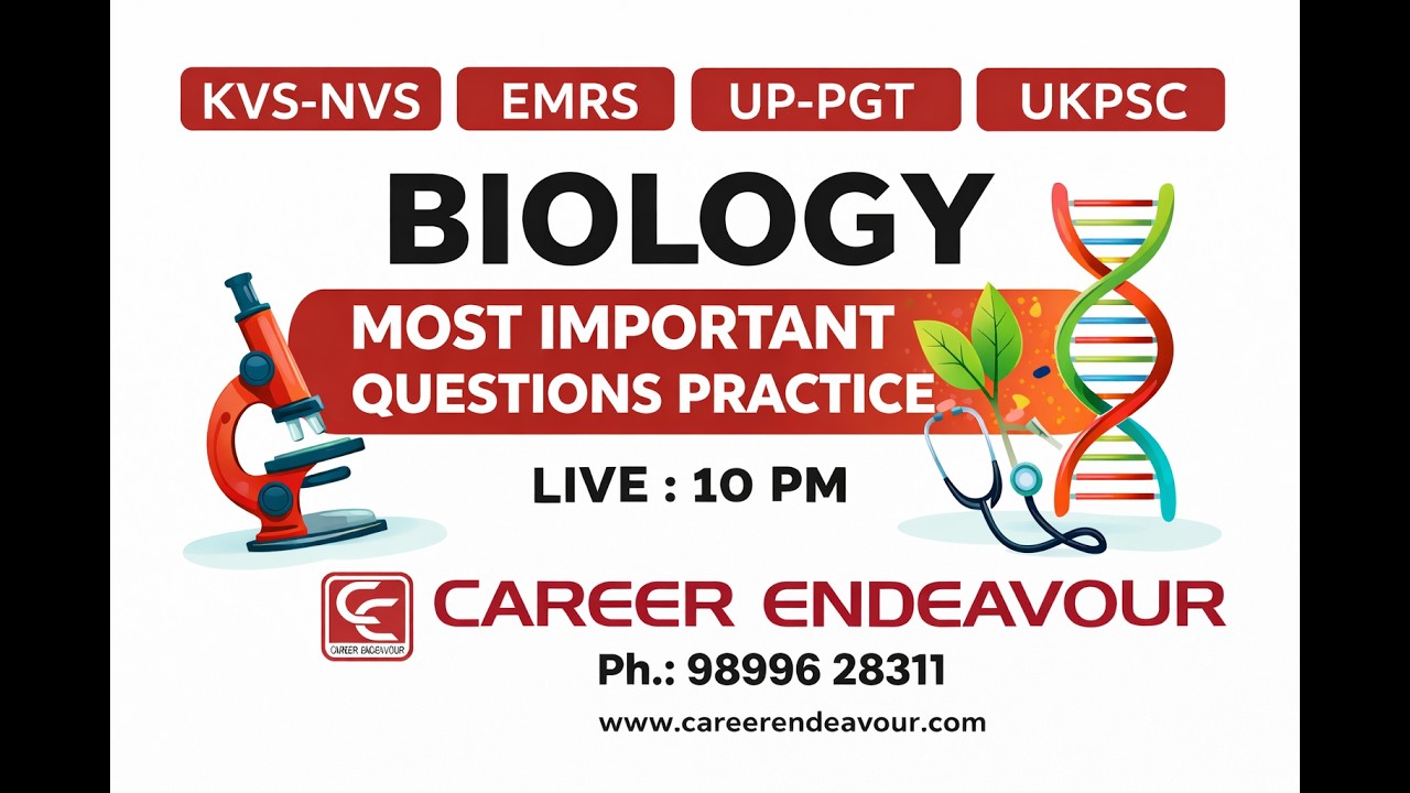 KVS-NVS | EMRS | UKPSC | UP-PGT | BIOLOGY | MOST IMPORTANT QUESTIONS PRACTICE