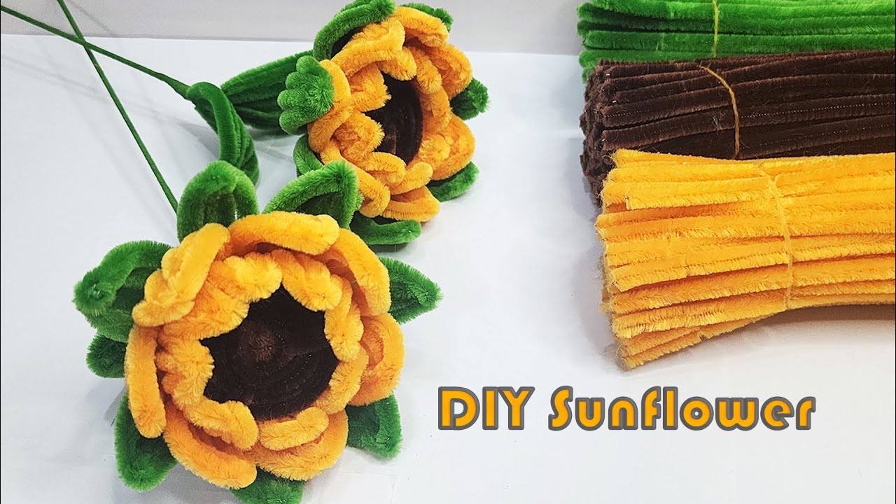 How to make a beautiful Sunflower using pipe cleaner | Handmade home decorative by Sreyneang
