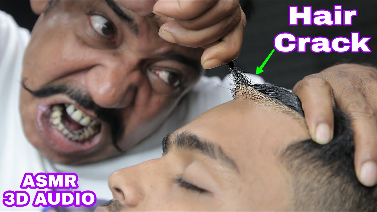 Crunchy Hair Cracking Head Massage With Neck Crack & Ear Crack By Asim Barber | ASMR Binaural Audio