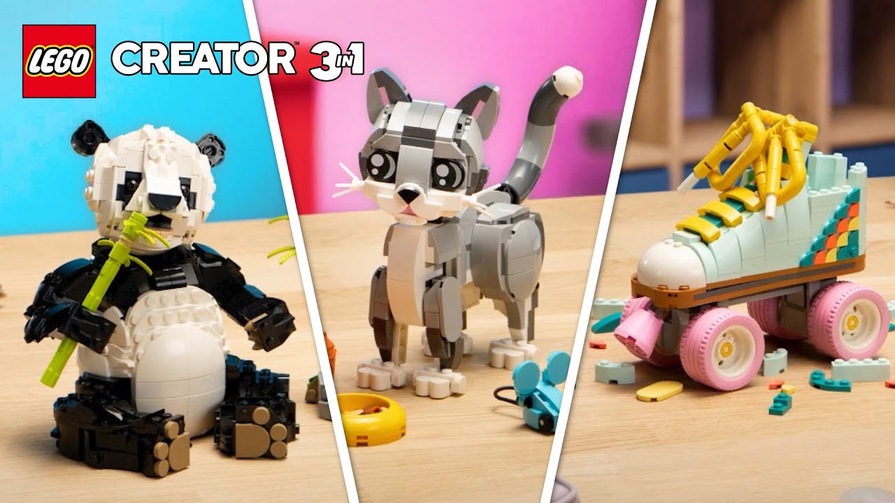 CUTE 3in1 LEGO&reg; builds 🐼🐱🛼 | Stop motion animation