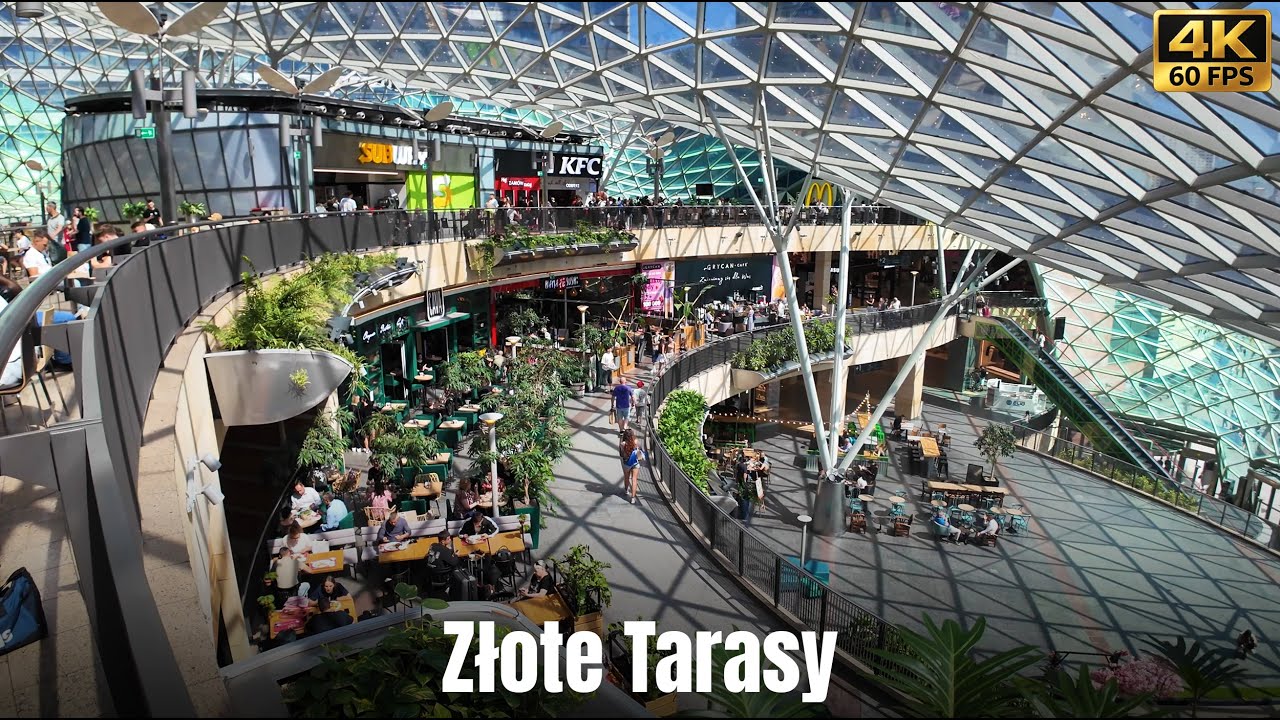 Zlote Tarasy - Warsaw, Poland | Silent Walking Tour with Subtitles [4K]